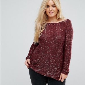 JUNAROSE Sequin Knitted Scoop Neck Sweater